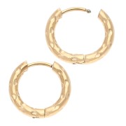 Cerchio rotondo martellato 15 mm - Filo 2,5 mm - Acciaio 316L e Dorato 201 x2