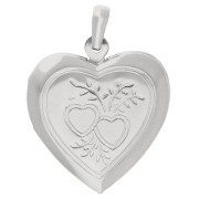 Ciondolo con cornice a cuore 26x23 mm - Motivo cuori - Placcatura in argento 925 x1