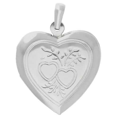 Ciondolo con cornice a cuore 26x23 mm - Motivo cuori - Placcatura in argento 925 x1