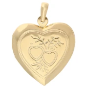 Ciondolo portafoto a forma di cuore 26x23 mm - Motivo cuori - Dorato in oro fino x1