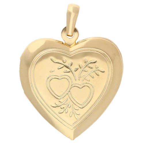 Ciondolo portafoto a forma di cuore 26x23 mm - Motivo cuori - Dorato in oro fino x1