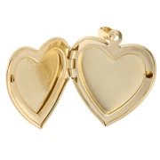 Ciondolo portafoto a forma di cuore 26x23 mm - Motivo cuori - Dorato in oro fino x1