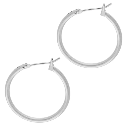 Orecchini a cerchio tondo 23 mm - Filo da 1,8 mm - Placcatura argento fine x2