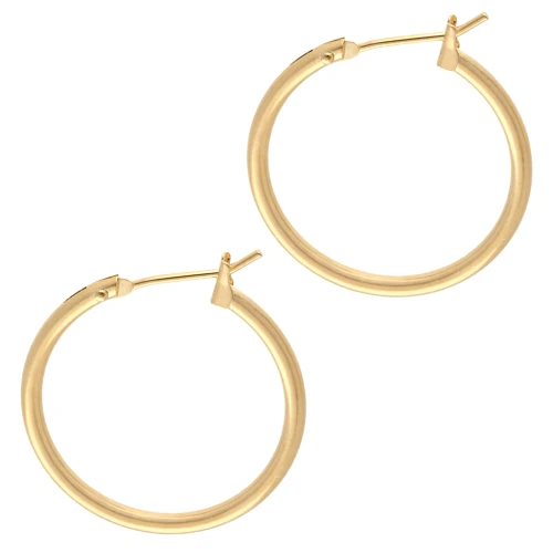 Orecchini a cerchio tondo 23 mm - filo 1,8 mm - Dorati con oro fino x2
