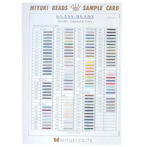 Campionario Miyuki Rocailles 11/0 - Sample Card (n. 853/R) Metallizzato, Lucido e Fantasia