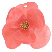 Corallo - Ciondoli a rilievo a forma di fiore in acrilico e acciaio inossidabile dorato da 40 mm - Corallo marmorizzato x2 Ciondoli a rilievo a forma di fiore in acrilico e acciaio inossidabile dorato da 40 mm - Corallo marmorizzato x2