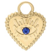 Ciondolo a forma di cuore 15,5x13 mm con strass - Acciaio inossidabile 304 Gold - Blu x1|raw }}