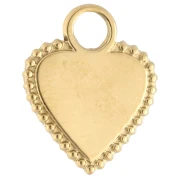 Ciondolo a forma di cuore 15,5x13 mm con strass - Acciaio inossidabile 304 Gold - Blu x1