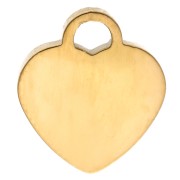 Ciondolo a cuore 10x9 mm con fiocco e motivo epossidico - Acciaio inossidabile 304 Gold - Glitter rosa