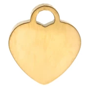 Ciondolo a cuore 10x9 mm con fiocco e motivo epossidico - Acciaio inossidabile 304 Gold - Glitter rosa