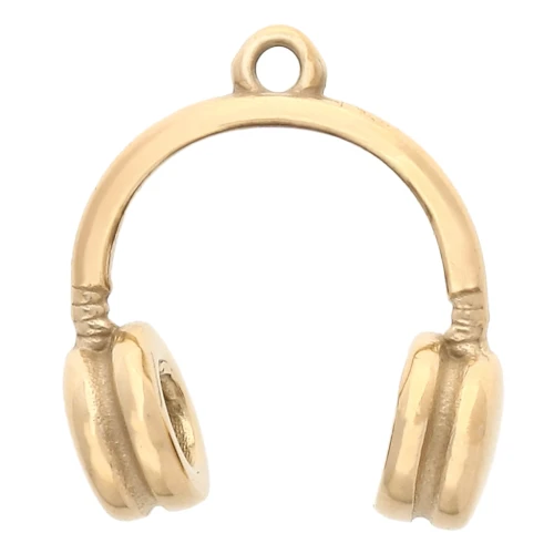 Ciondolo per cuffie 20x18 mm - Acciaio inossidabile 304 Gold x1