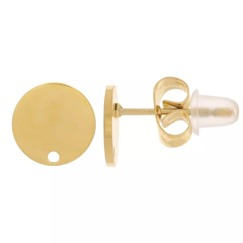Orecchini tondi lisci 8 mm - Acciaio inossidabile 316L placcato oro x20