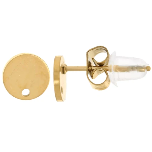 Orecchini tondi lisci da 6 mm - Acciaio inossidabile 316L placcato oro x20