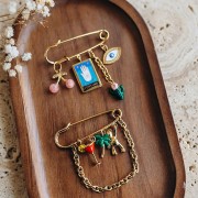 Spilla di sicurezza da 49 mm - 3 anelli - acciaio inossidabile 304 Gold x1