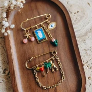 Spilla di sicurezza da 49 mm - 3 anelli - acciaio inossidabile 304 Gold x1