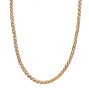 Collana in corda ritorta di poliestere 4 mm - Acciaio inossidabile 304 Gold - Beige scuro x46cm