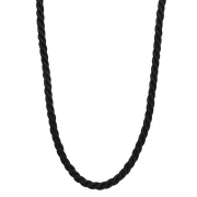 Collana in corda ritorta di poliestere 4 mm - Acciaio inossidabile 304 placcato oro - Nero x46cm