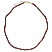 Collana in corda ritorta di poliestere 4 mm - Acciaio inossidabile 304 Gold - Bordeaux x46cm