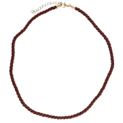 Collana in corda ritorta di poliestere 4 mm - Acciaio inossidabile 304 Gold - Bordeaux x46cm