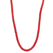 Collana in corda ritorta di poliestere 4 mm - Acciaio inossidabile 304 Gold - Rosso x46cm
