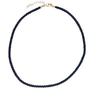 Collana con cordino ritorto in poliestere da 4 mm - Acciaio inossidabile 304 Gold - Blu navy x46cm