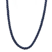 Collana con cordino ritorto in poliestere da 4 mm - Acciaio inossidabile 304 Gold - Blu navy x46cm