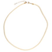 Collana in corda ritorta di poliestere da 4 mm - Acciaio inossidabile 304 Gold - Crema x46cm