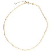 Collana in corda ritorta di poliestere da 4 mm - Acciaio inossidabile 304 Gold - Crema x46cm