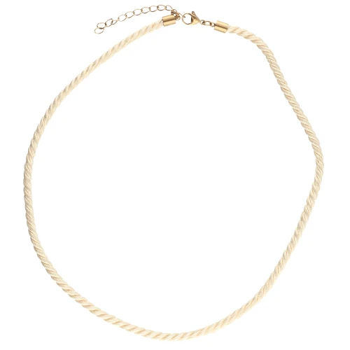 Collana in corda ritorta di poliestere da 4 mm - Acciaio inossidabile 304 Gold - Crema x46cm