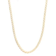 Collana in corda ritorta di poliestere da 4 mm - Acciaio inossidabile 304 Gold - Crema x46cm