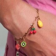 Bracciale rettangolare con maglia da 3,2 mm e ossidi di zirconio - Acciaio inossidabile 304 x17cm