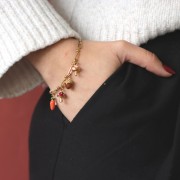 Bracciale rettangolare con maglia da 3,2 mm e ossidi di zirconio - Acciaio inossidabile 304 x17cm