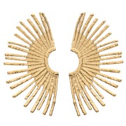 Orecchini a forma di mezzo sole martellato 44x26 mm - Acciaio inossidabile 304 Gold x2