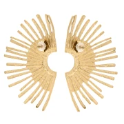 Orecchini a forma di mezzo sole martellato 44x26 mm - Acciaio inossidabile 304 Gold x2