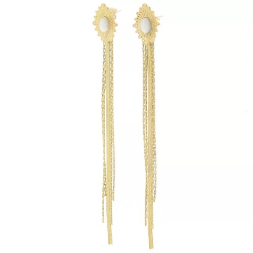 Regalo - Orecchini 98x13mm gemma cabochon Acciaio inossidabile 304L Dorato