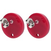 Orecchini tondi in acetato da 15 mm - Rosso marmorizzato - Nero x2