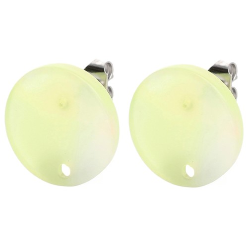 Orecchini tondi da 15 mm in acetato - Corallo marmorizzato - Giallo - Perla blu x2