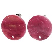 Orecchini tondi in acetato da 15 mm - Glitter Bordeaux marmorizzato x2