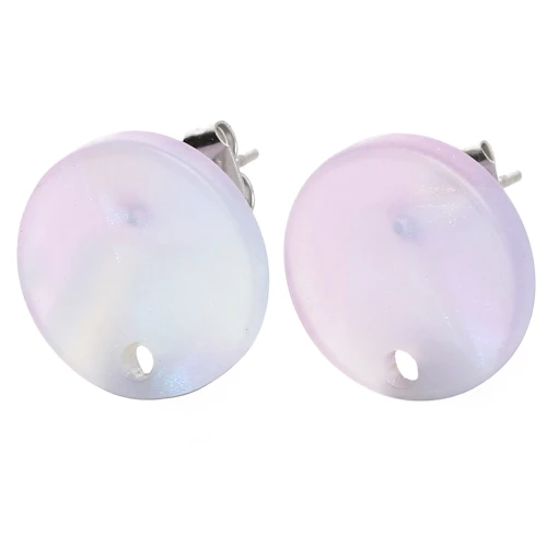 Orecchini tondi in acetato da 15 mm - Lilla effetto sirena x2