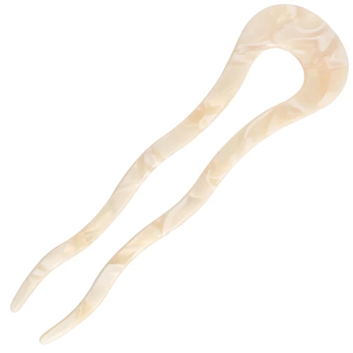 Piastrina per capelli in acetato 116x32 mm - Beige marmorizzato - Bianco x1