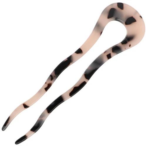 Piastrina per capelli in acetato 116x32 mm - Beige tartarugato - Nero x1