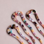 Piastra per capelli in acetato 116x32 mm - Rosa tartaruga - Multicolore x1