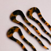 Piastra per capelli in acetato 116x32 mm - Marrone tartaruga - Nero x1