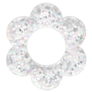Ciondolo fiore in acrilico 14 mm - Argento glitter AB x1