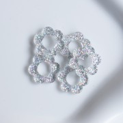 Ciondolo fiore in acrilico 14 mm - Argento glitter AB x1
