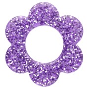 Ciondolo a forma di fiore in acrilico da 14 mm - Glitter viola x1