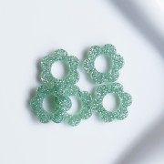 Ciondolo a fiore in acrilico da 14 mm - Glitter verde muschio x1