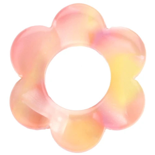 Ciondolo a forma di fiore in acetato da 14 mm - Rosa marmorizzato - Giallo x1