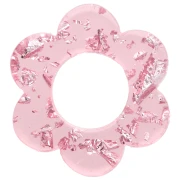 Ciondolo a forma di fiore in acrilico da 14 mm - Rosa trasparente - Glitter argento x1