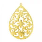 Pendente a goccia traforato 37 mm - Dorato con oro fino satinato HQ x1